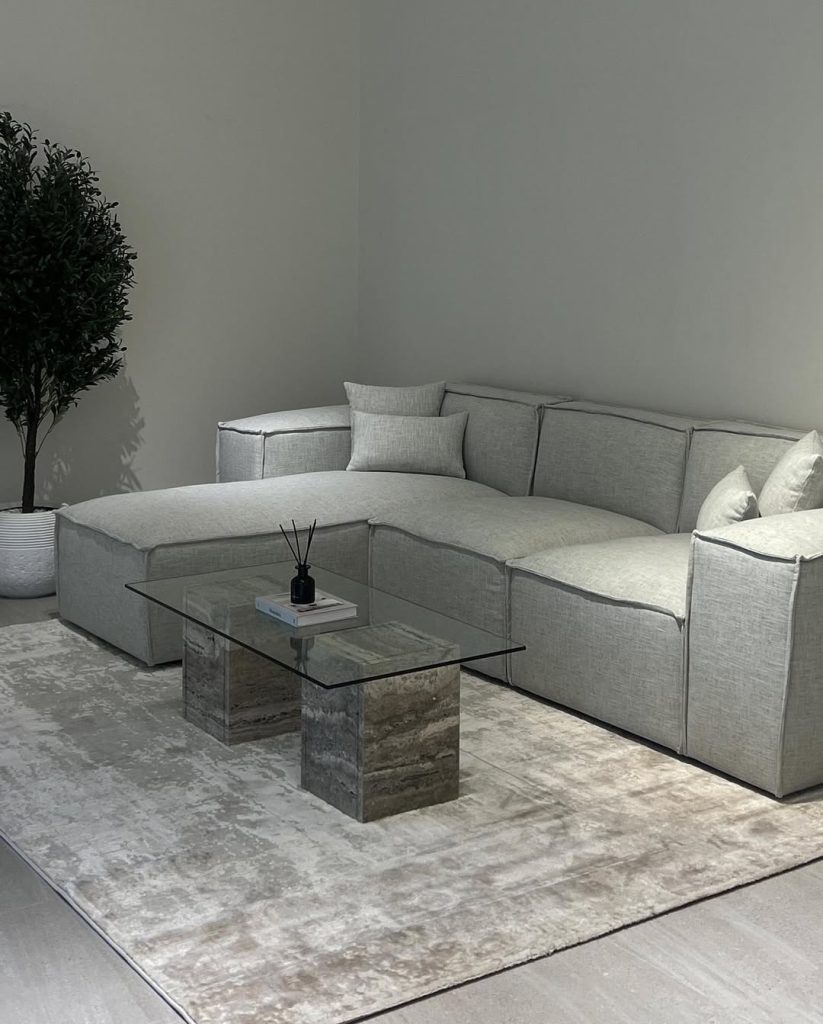 Glass Coffee Tables grey sofa