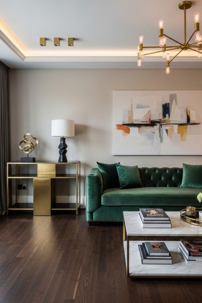 green-sofa-with-dark-wood-floor