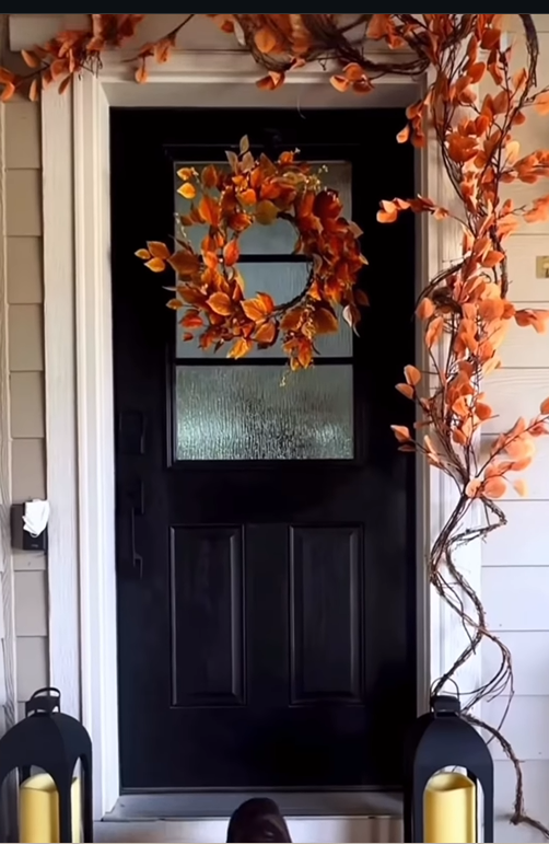 Cozy fall entryway with layered textures