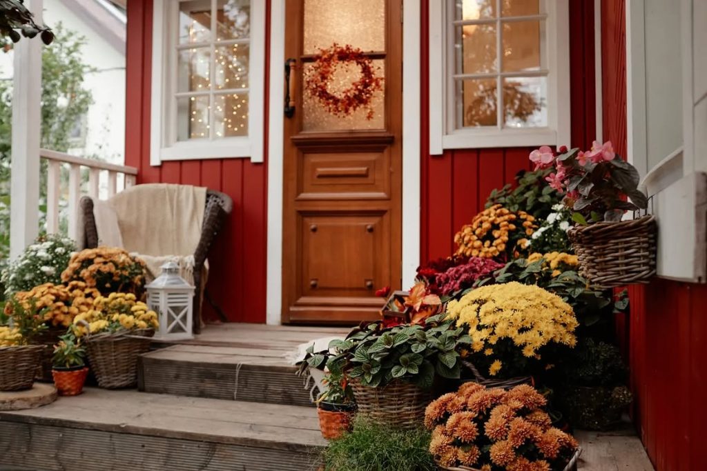 Pampas grass and natural textures on porch