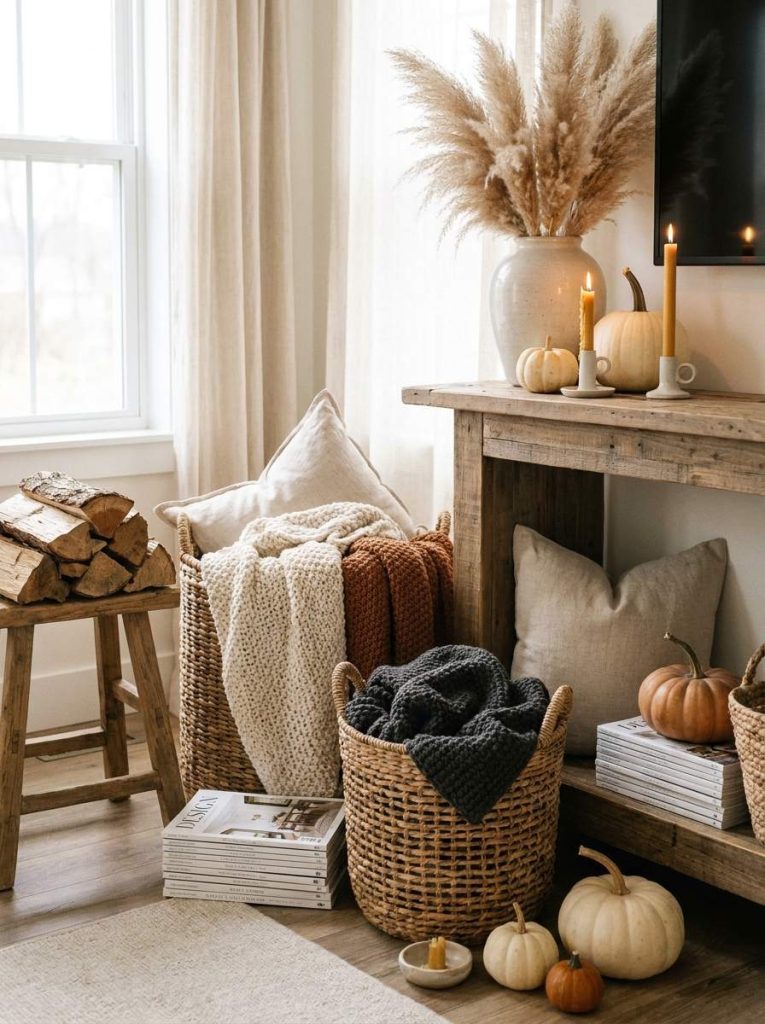 Use Baskets for Cozy Storage