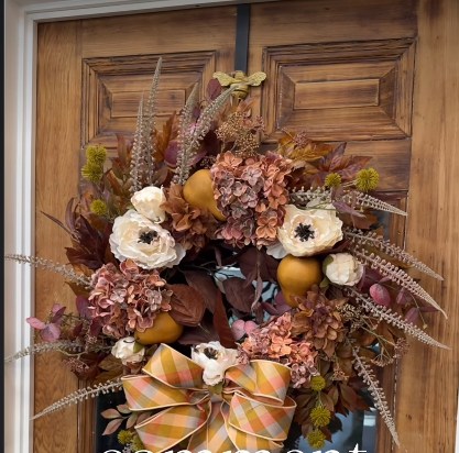 Romantic Dusty Rose & Golden Pear Wreath