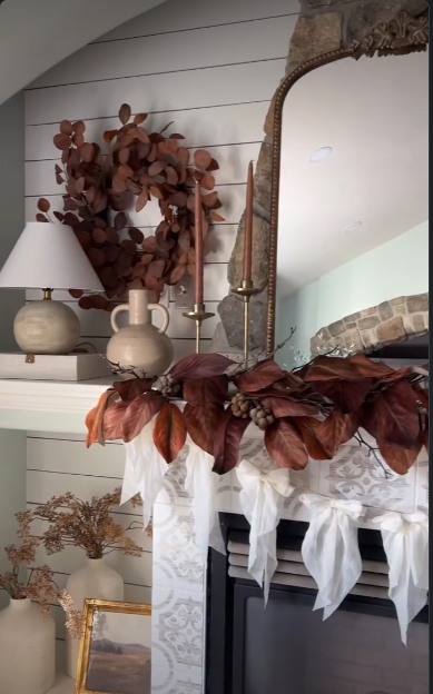 Vintage-inspired fall mantel